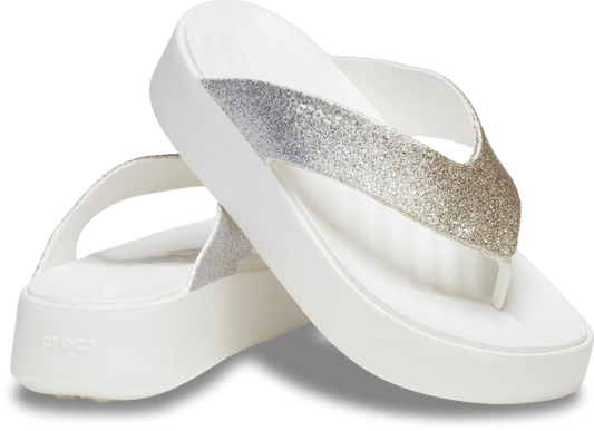 Getaway Chunky Glitter Platform Flip - White