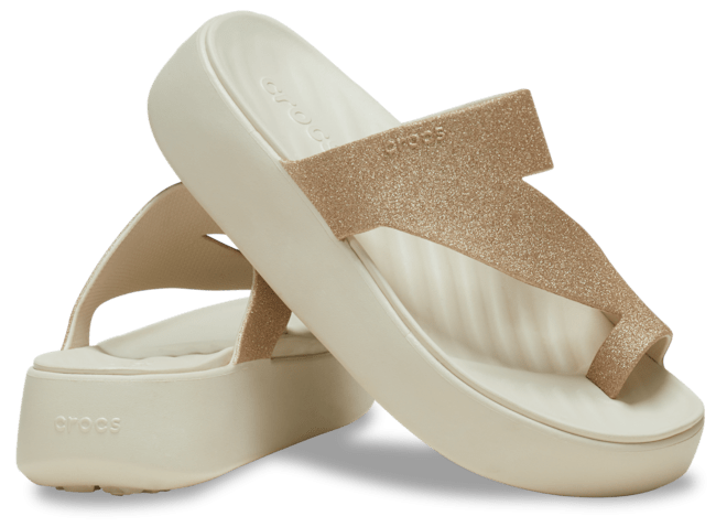 Getaway Platform Glitter Toe Loop - Stucco